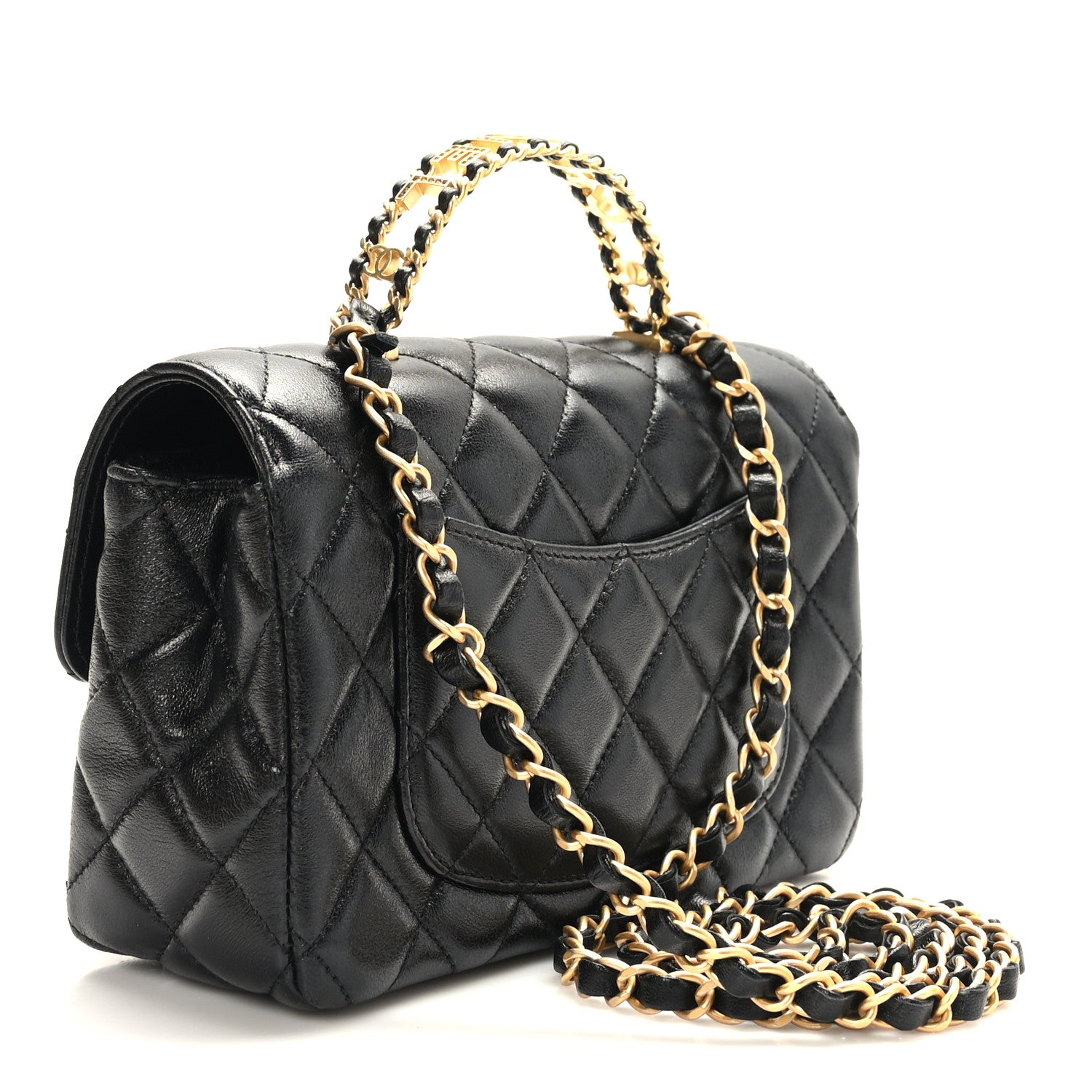 Chanel Lambskin Quilted Mini Strass On Top Flap Black 3 of 10