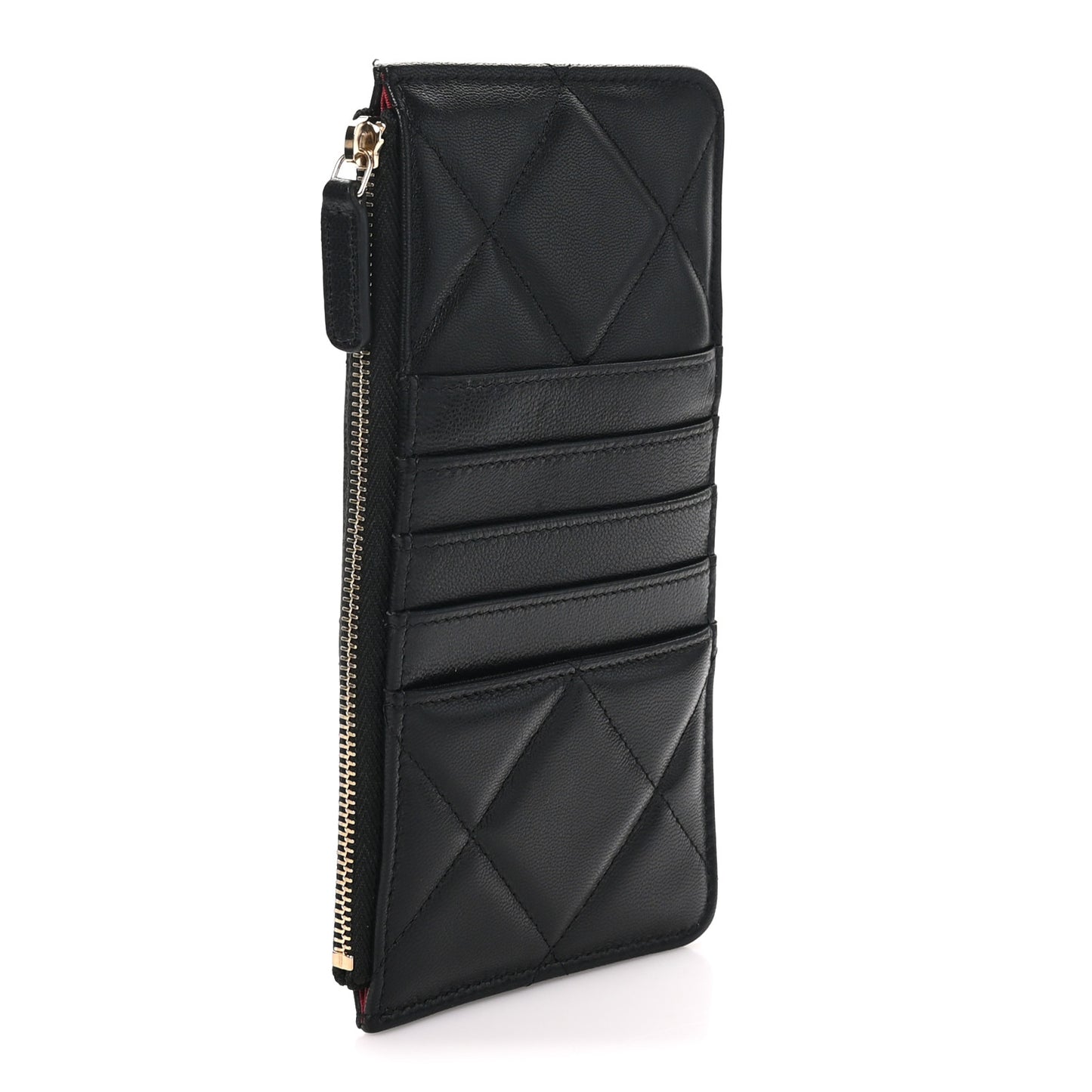 Lambskin Quilted Chanel 19 Phone and Card Holder Black