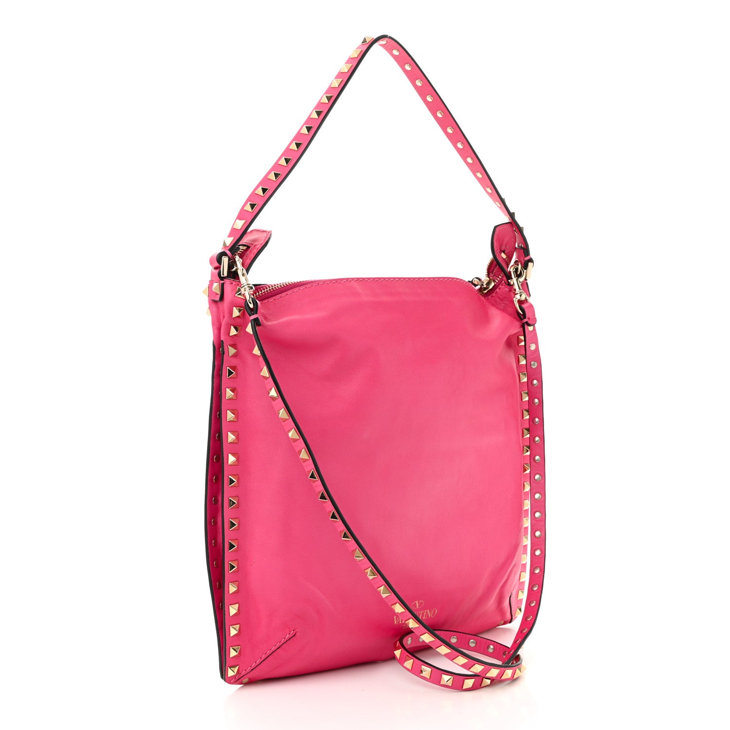 Valentino Garavani Vitello Small Rockstud Hobo Pop Fuxia 3 of 9