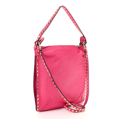 Valentino Garavani Vitello Small Rockstud Hobo Pop Fuxia 3 of 9