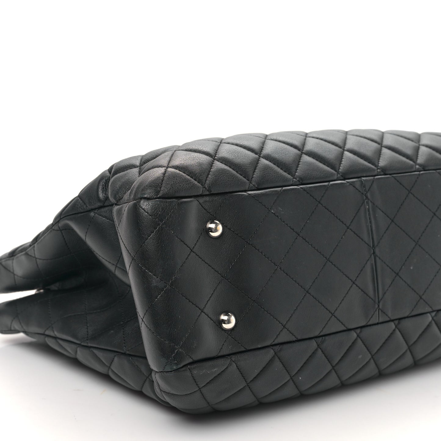 Calfskin Quilted Large Classic Shopping Tote Black