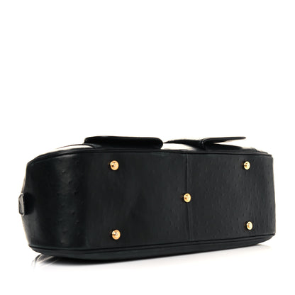 Christian Dior Ostrich Saddle Bowler Black 3 of 9