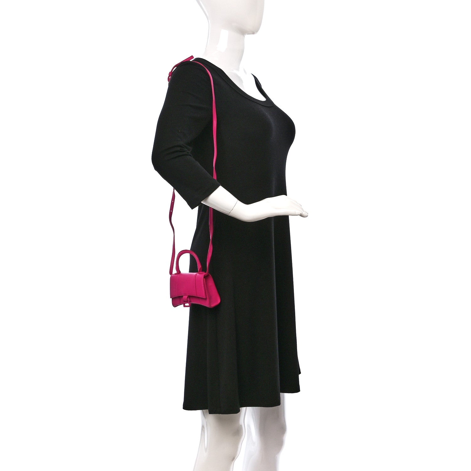 Balenciaga Grained Calfskin Tonal B Hourglass Top Handle Bag Mini Fuchsia 2 of 15