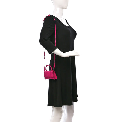 Balenciaga Grained Calfskin Tonal B Hourglass Top Handle Bag Mini Fuchsia 2 of 15
