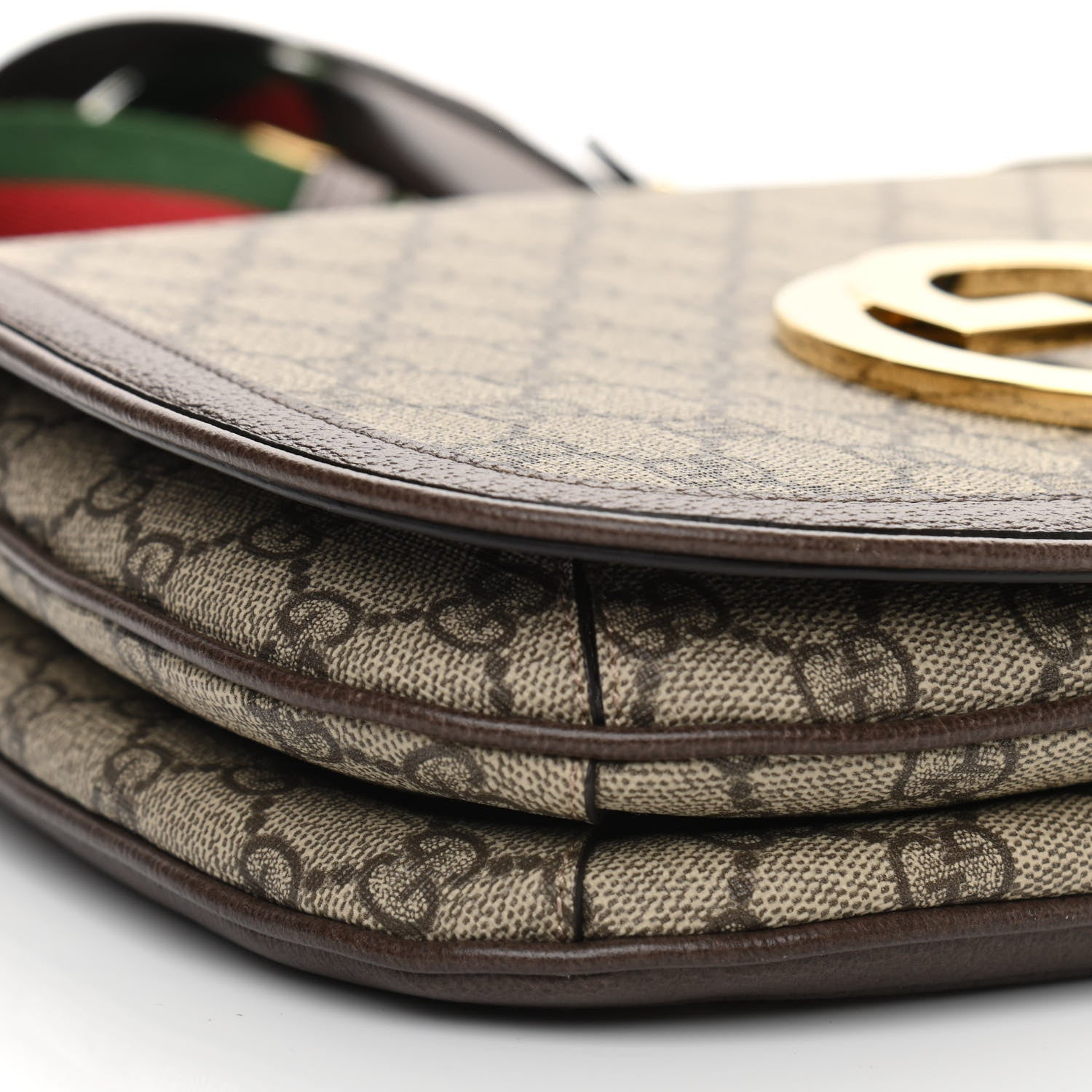 Gucci GG Supreme Monogram Textured Dollar Calfskin Web Medium Blondie Shoulder Flap Bag Beige Ebony New Acero 10 of 11