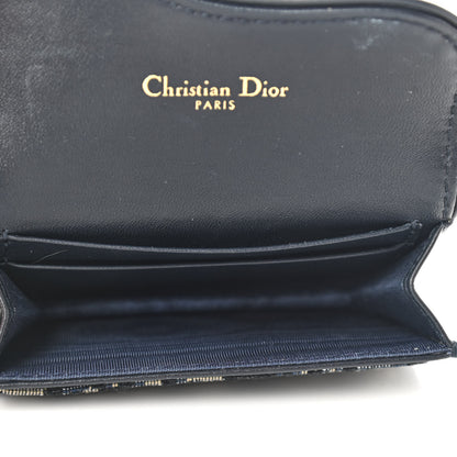 Christian Dior Oblique Saddle Card Holder Blue 5 of 9