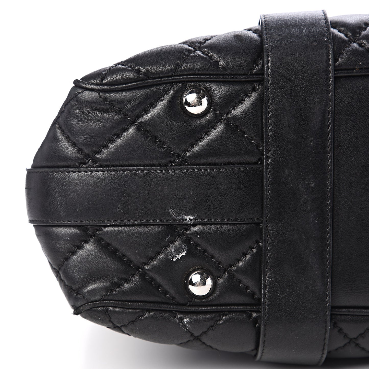 Lambskin Quilted Large Easy Carry Shopping Tote Black