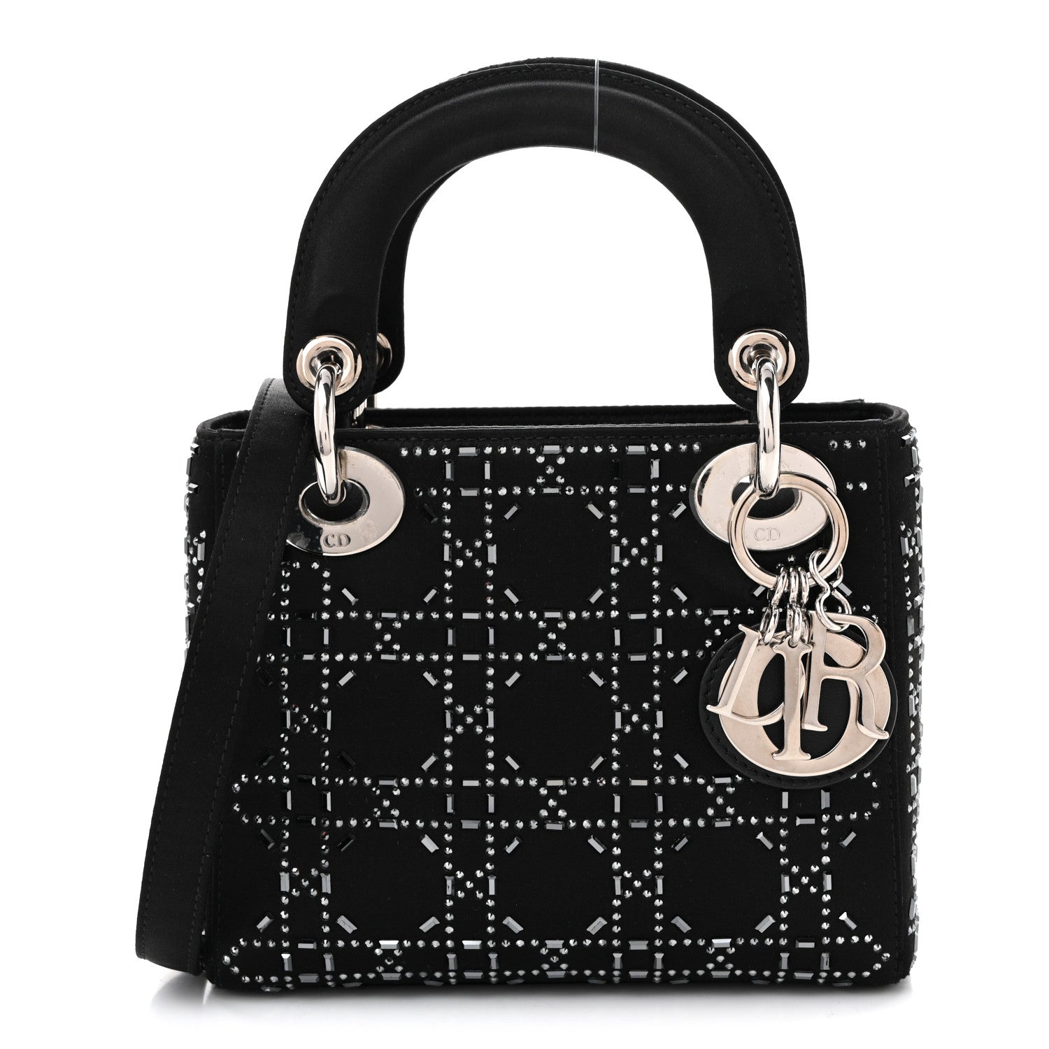 Christian Dior Satin Crystal Cannage Mini Lady Dior Black 1 of 11