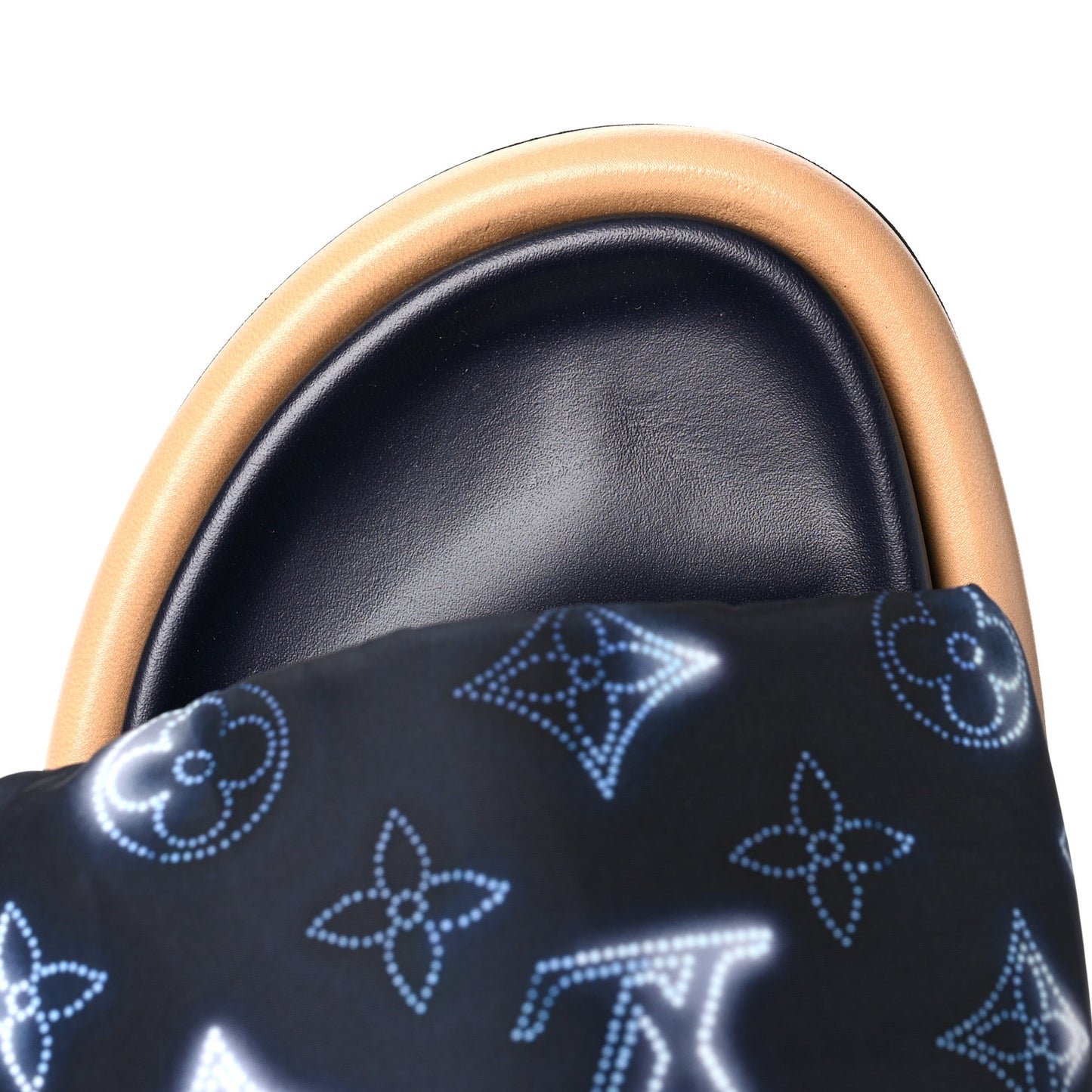 Nylon Monogram Womens Pool Pillow Comfort Mules 38 Navy Blue