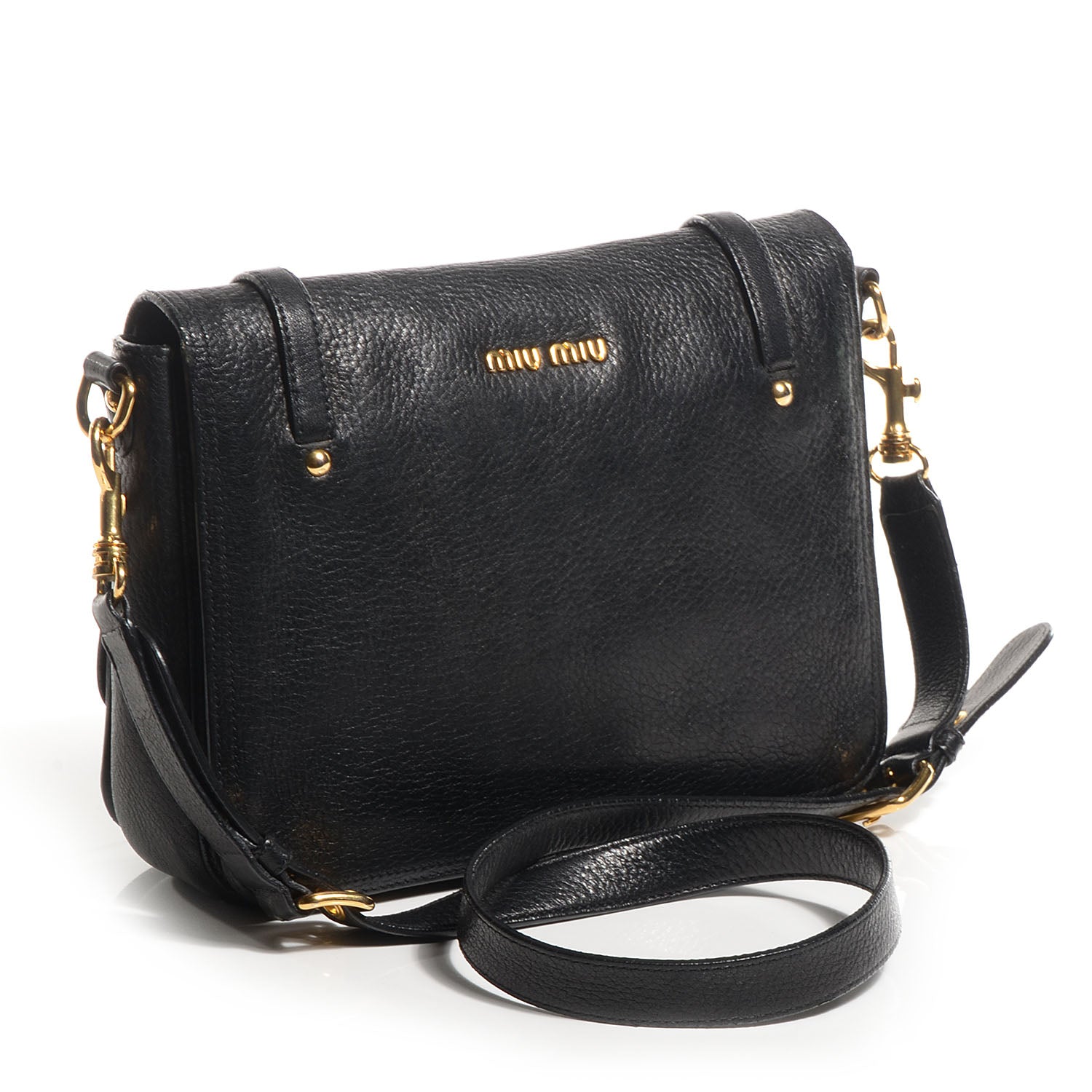 Miu Miu Cervo Pattina Sling Satchel Nero Black 3 of 9