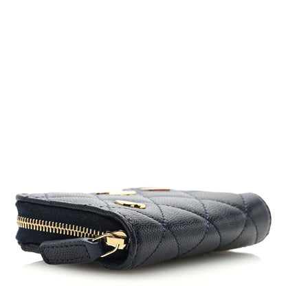 Chanel Caviar Enamel Coco Casino Quilted Zip Coin Purse Navy Blue 4 of 8