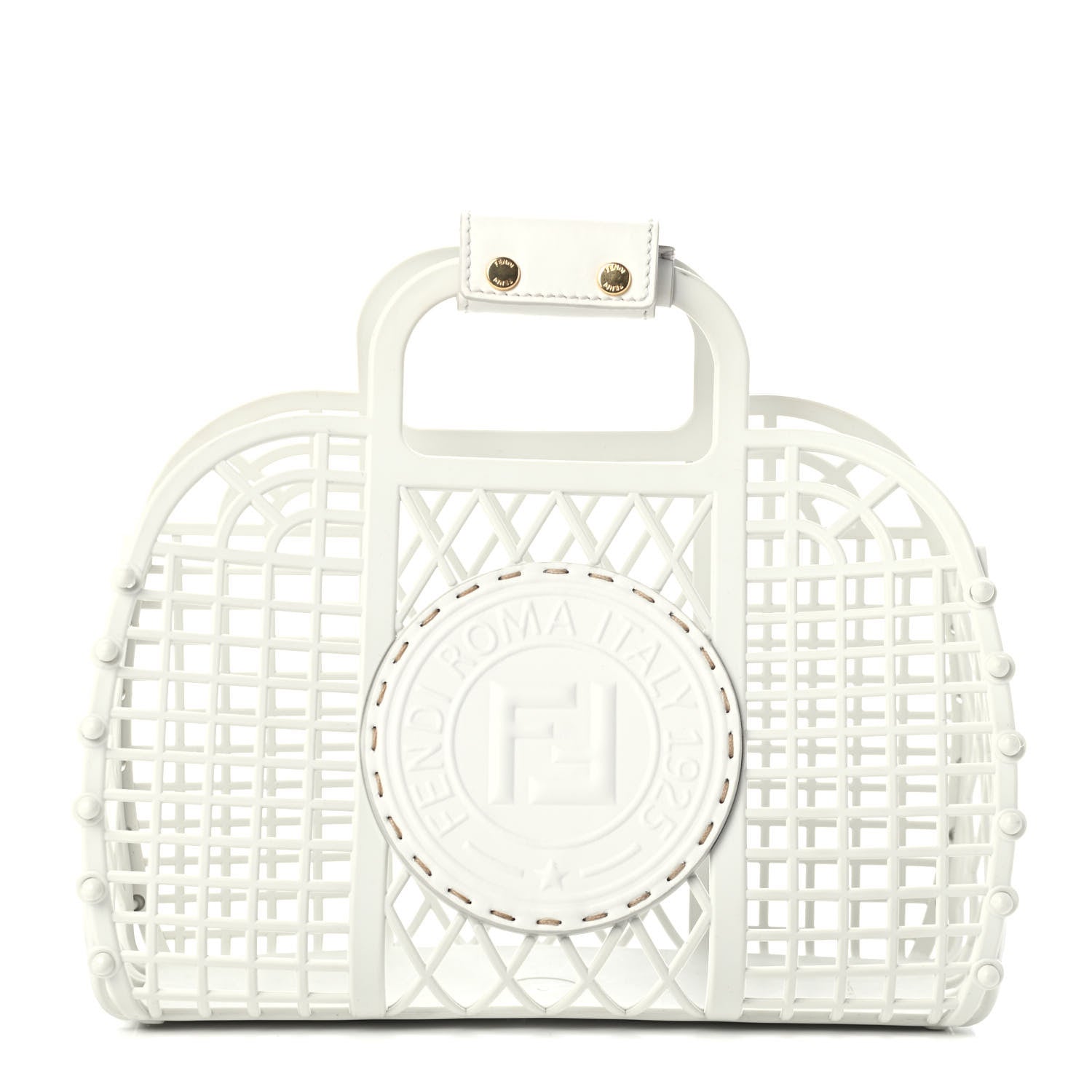 Fendi Recycled Plastic Vitello Liberty Matte Small Fendi Basket White Ice 1 of 4