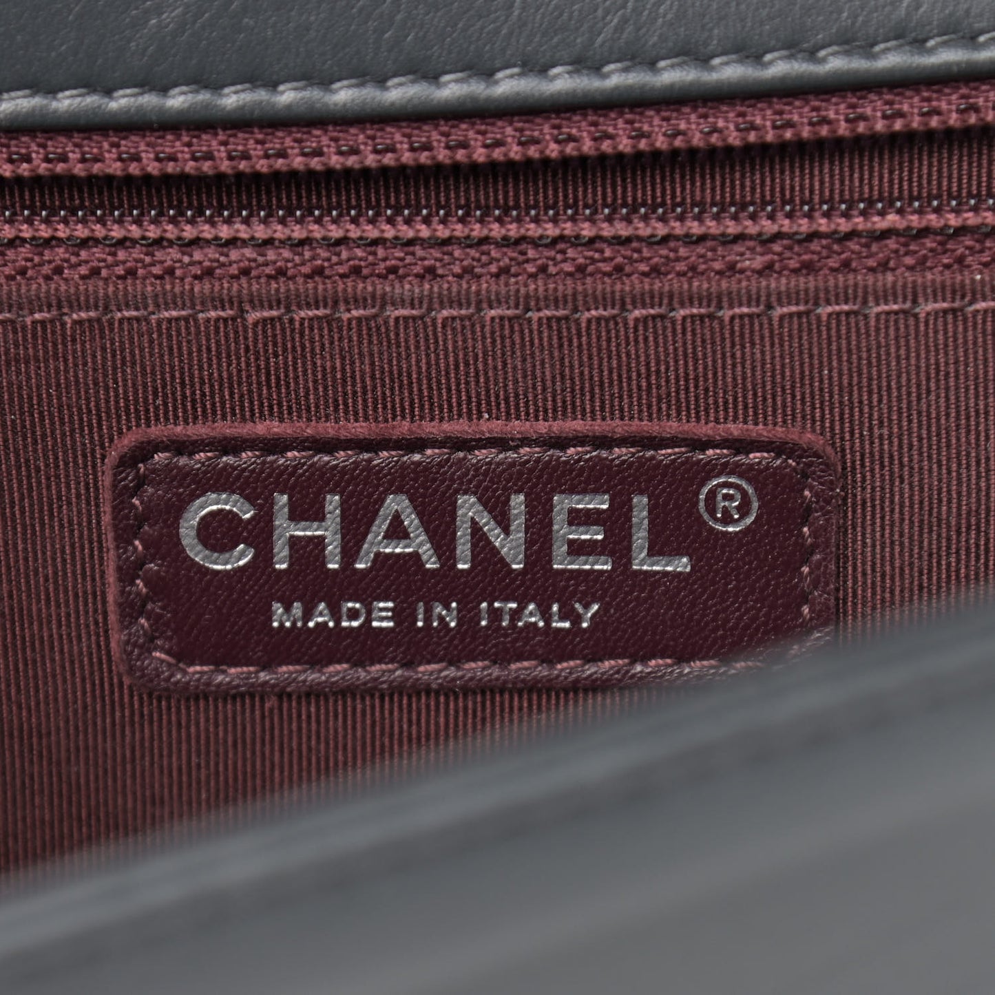Calfskin Chevron Quilted New Medium Boy Flap Dark Grey