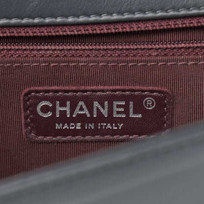 Chanel Calfskin Chevron Quilted New Medium Boy Flap Dark Grey 6 of 10