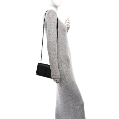 Saint Laurent Grain De Poudre Small Monogram Monochrome Kate Satchel Black 2 of 11