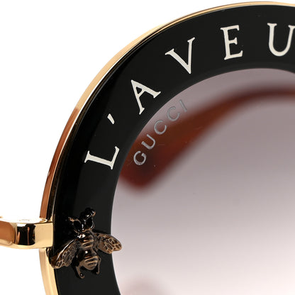 Gucci Metal L'Aveugle Par Amour Round Frame Sunglasses GG0113S Black 8 of 9
