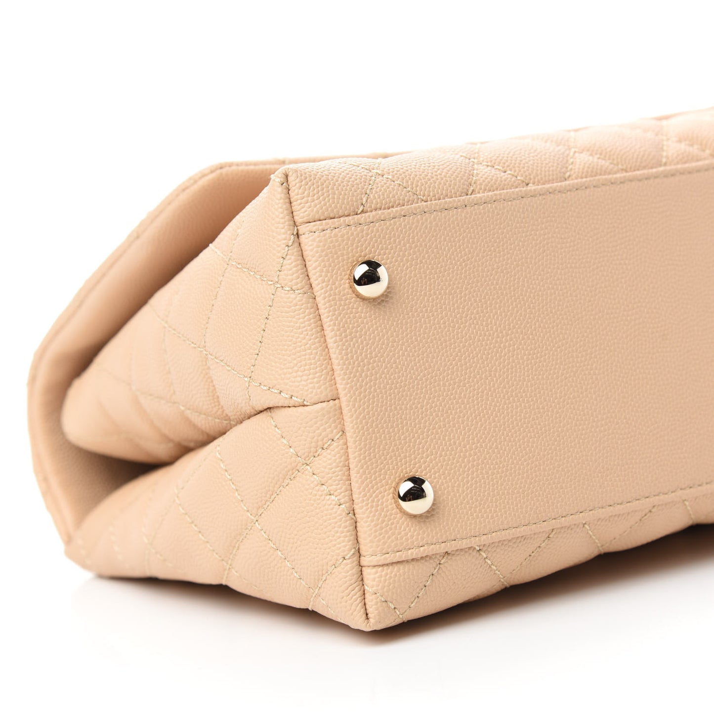 Caviar Lizard Embossed Quilted Small Coco Handle Flap Beige