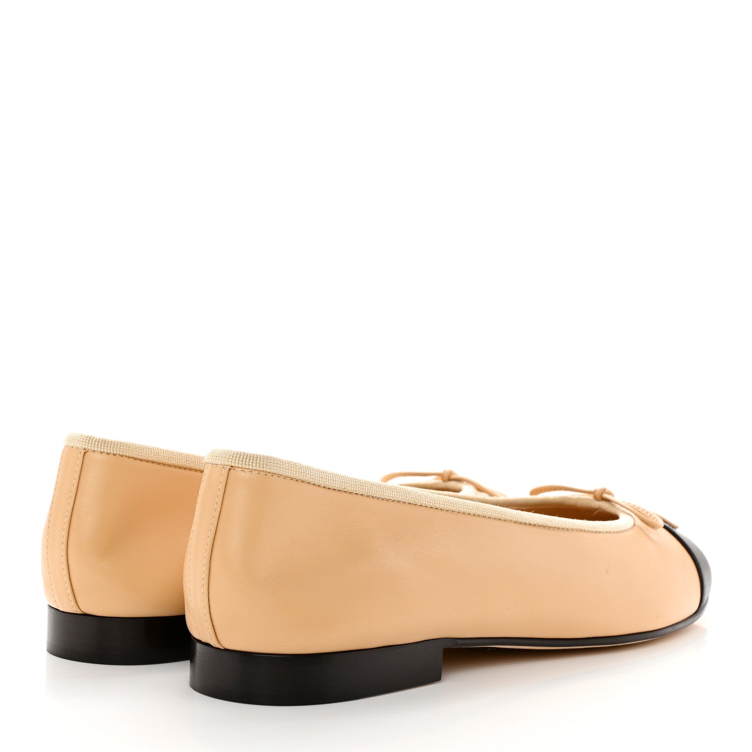 Chanel Lambskin Cap Toe Ballerina Flats 39.5 Beige Black 4 of 11