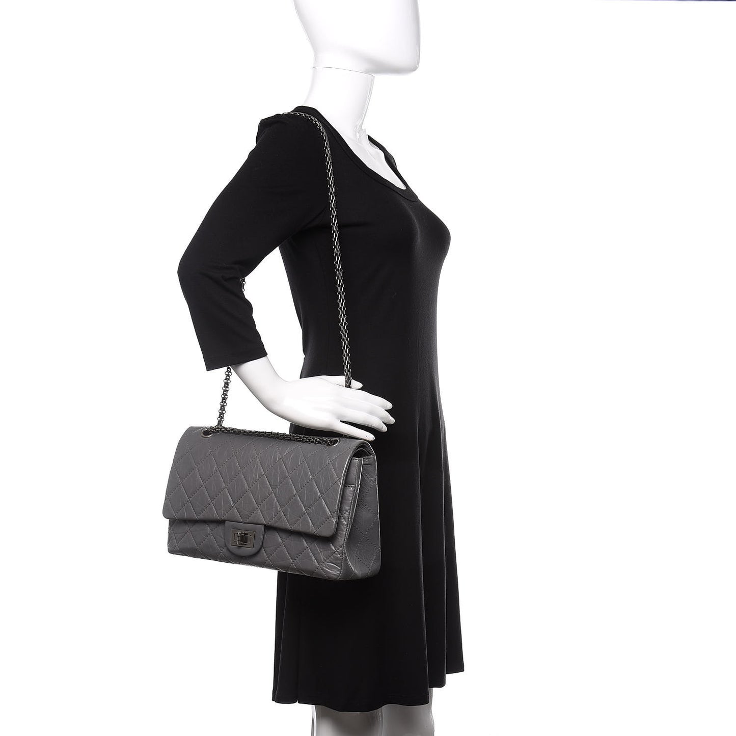 Aged Calfskin Quilted 2.55 Reissue 227 Flap Grey