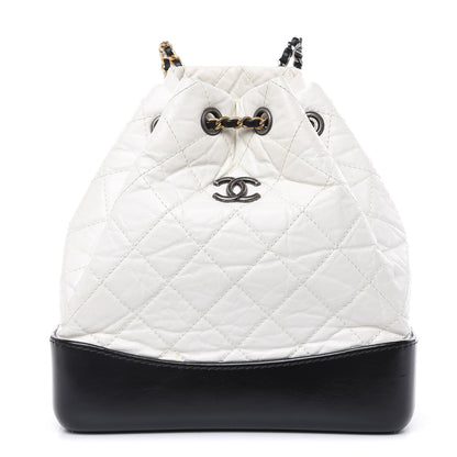 Chanel Aged Calfskin Quilted Small Gabrielle Backpack Black White 1 of 12