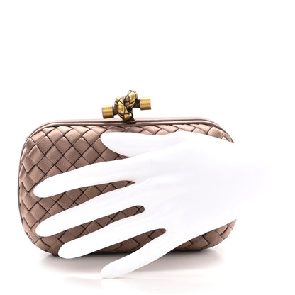Bottega Veneta Satin Intrecciato Knot Clutch Nude 2 of 9