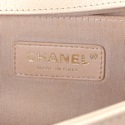 Chanel Caviar Chevron Quilted Medium Boy Flap Light Beige 6 of 9