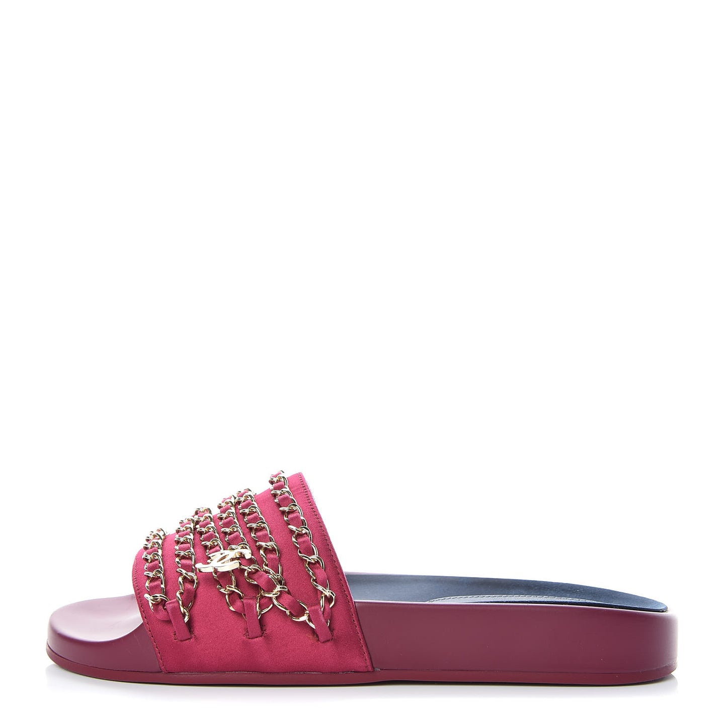 Satin Chain Flat Sandals 37 Dark Fuchsia