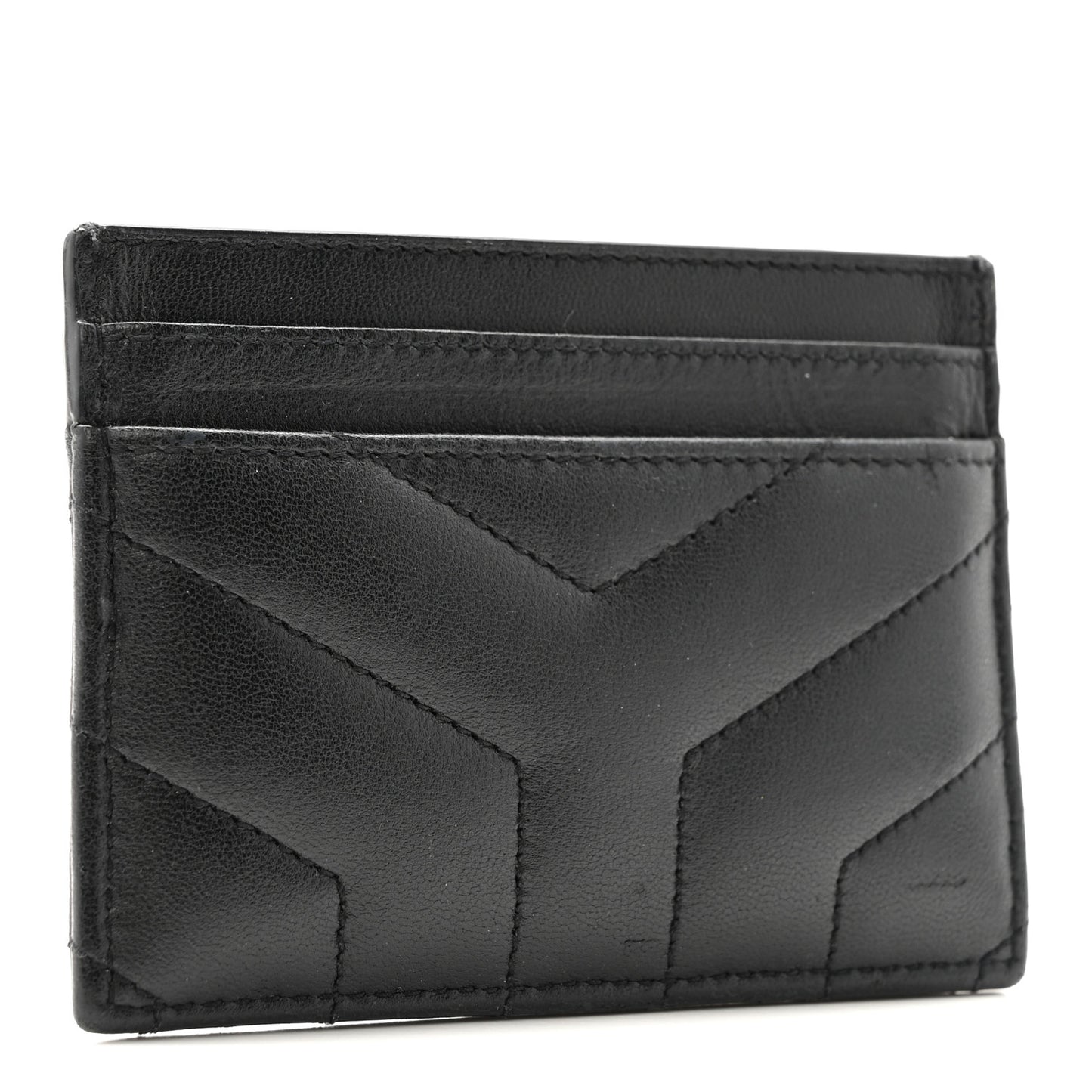 Calfskin Y Quilted Monogram LouLou Credit Card Case Black