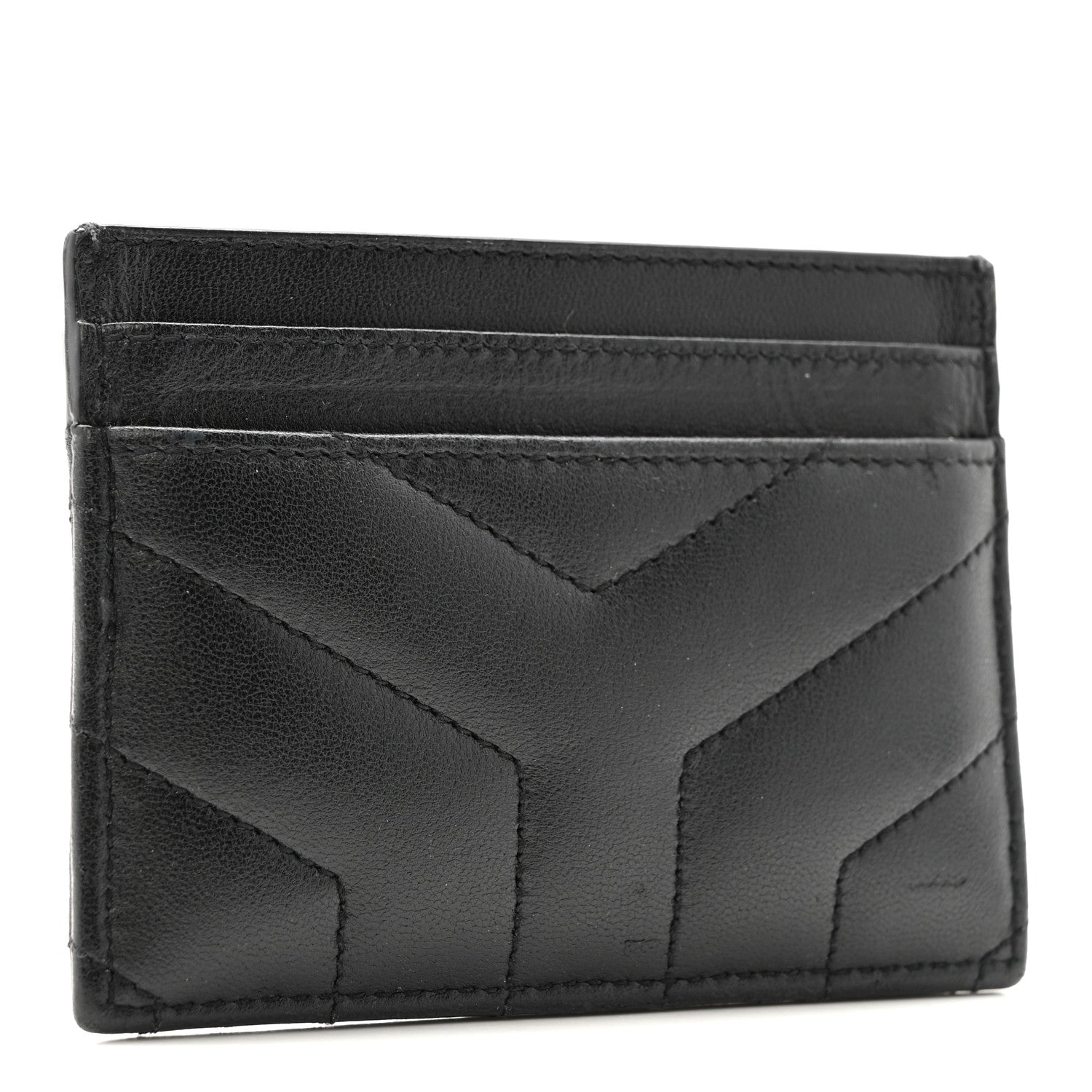 Saint Laurent Calfskin Y Quilted Monogram LouLou Credit Card Case Black 3 of 11