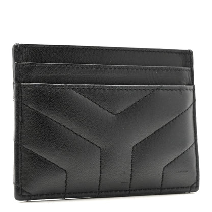 Saint Laurent Calfskin Y Quilted Monogram LouLou Credit Card Case Black 3 of 11