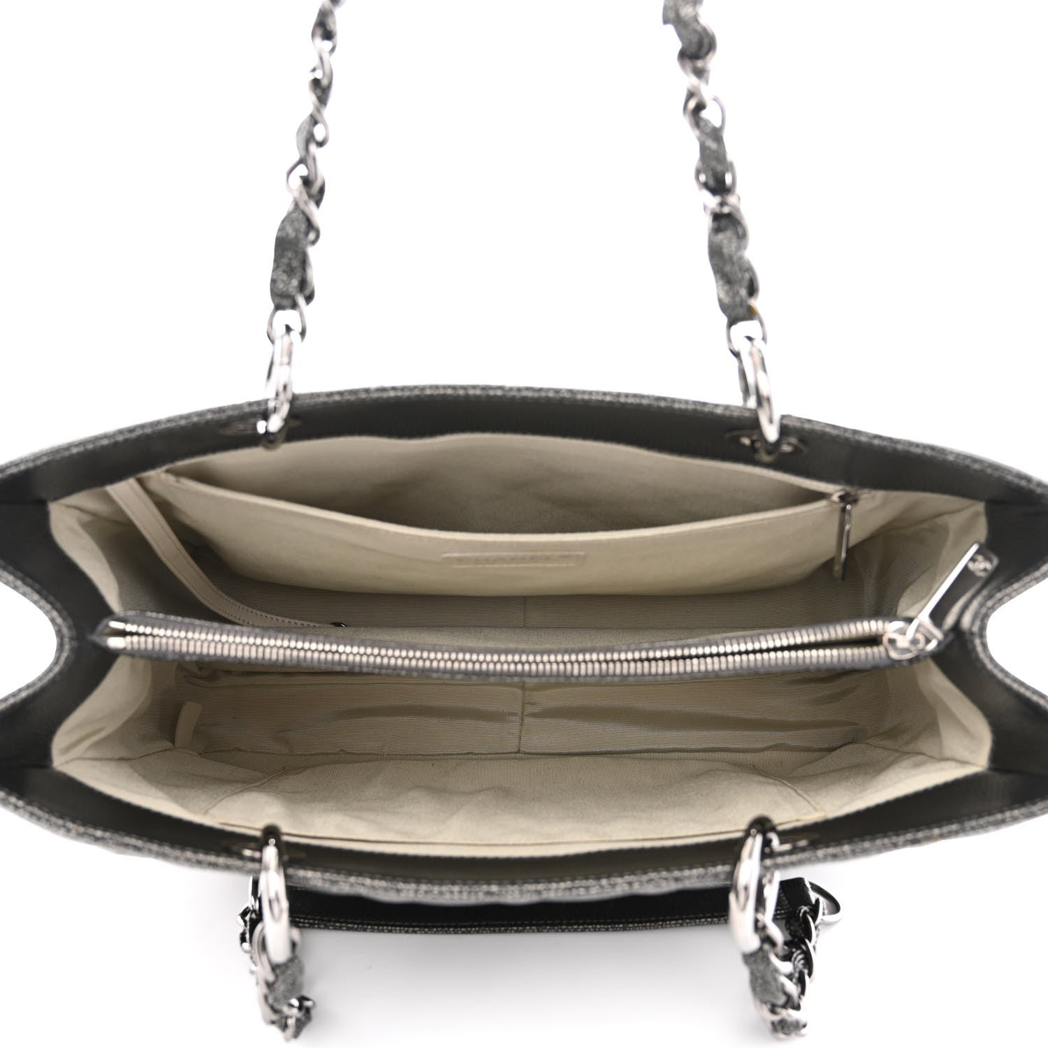 Chanel Metallic Caviar Quilted Grand Shopping Tote GST Dark Silver 5 of 10