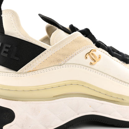 Chanel Velvet Calfskin Mixed Fibers CC Sneakers 36 Ivory Black 20 of 22