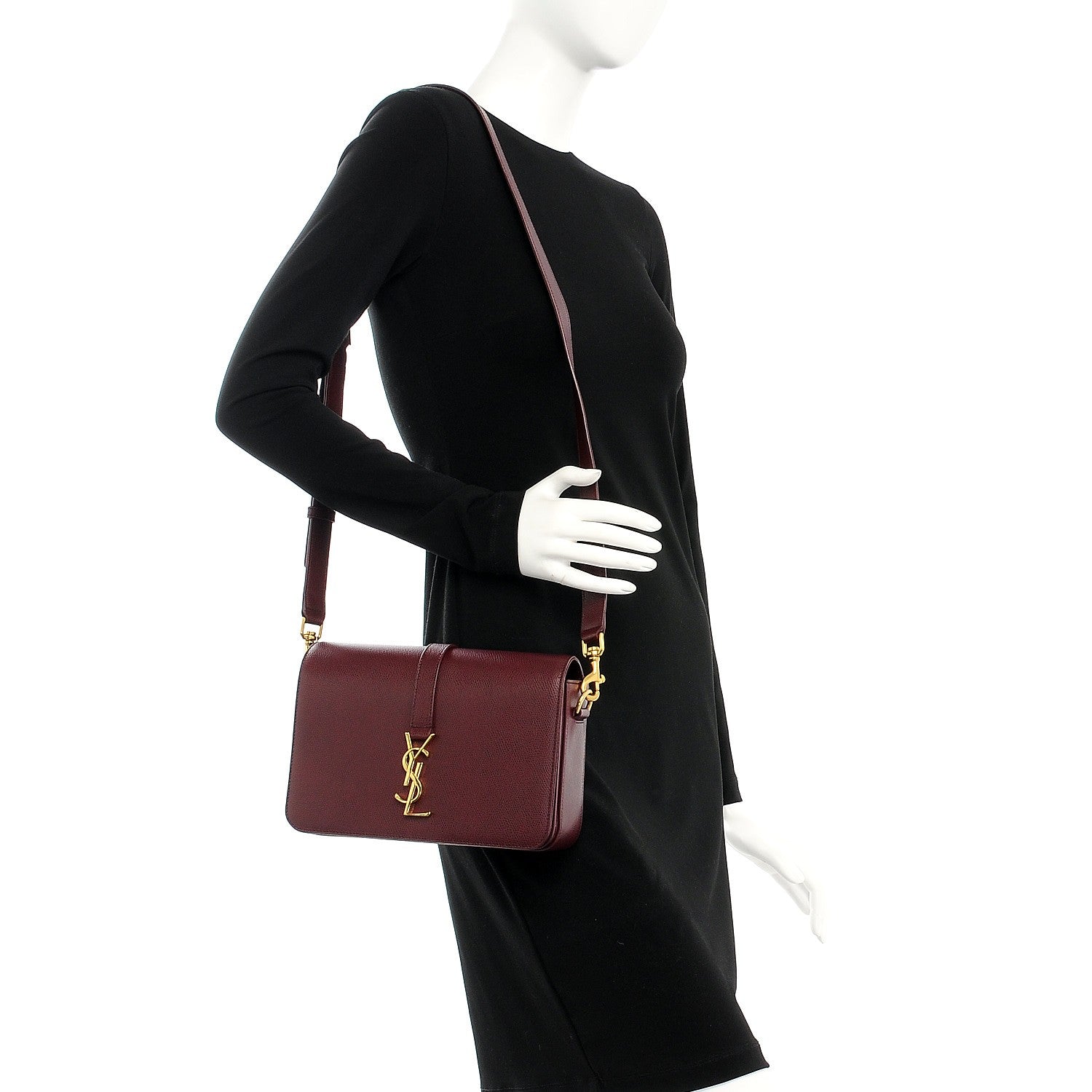 Saint Laurent Textured Calfskin Medium Classic Monogram Universite Bag Dark Red 3 of 8