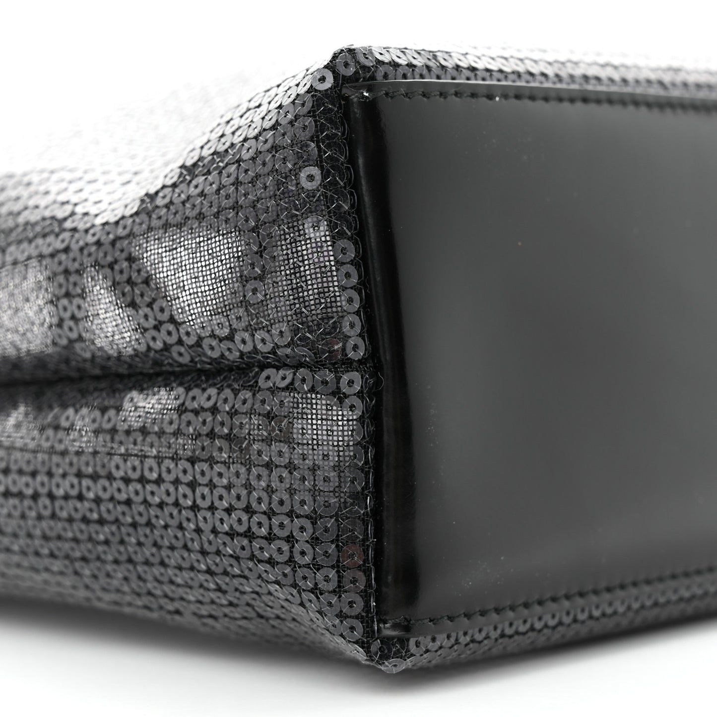 Sequin Mesh Small Tote Bag Black