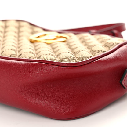 Gucci Monogram Azalea Calfskin Matelasse Diagonal Small GG Marmont Chain Shoulder Bag Beige Ebony New Cherry Red 10 of 10