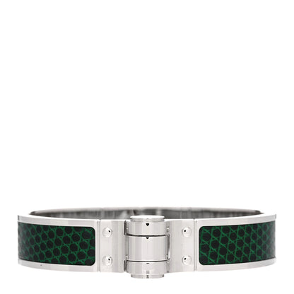 Hermes Lizard Charniere Cuir Narrow Hinged Bracelet S Vert Moyen 1 of 4