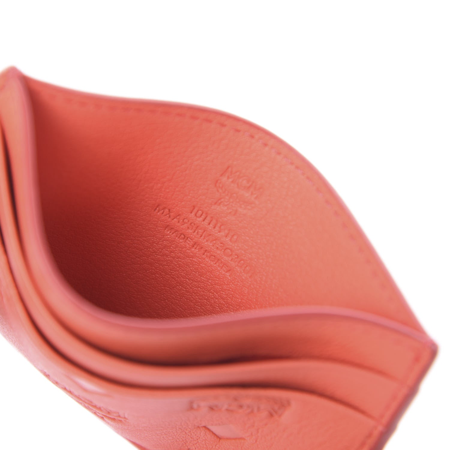 MCM Calfskin Calfskin Ottomar Monogram Card Case Hot Coral 5 of 6