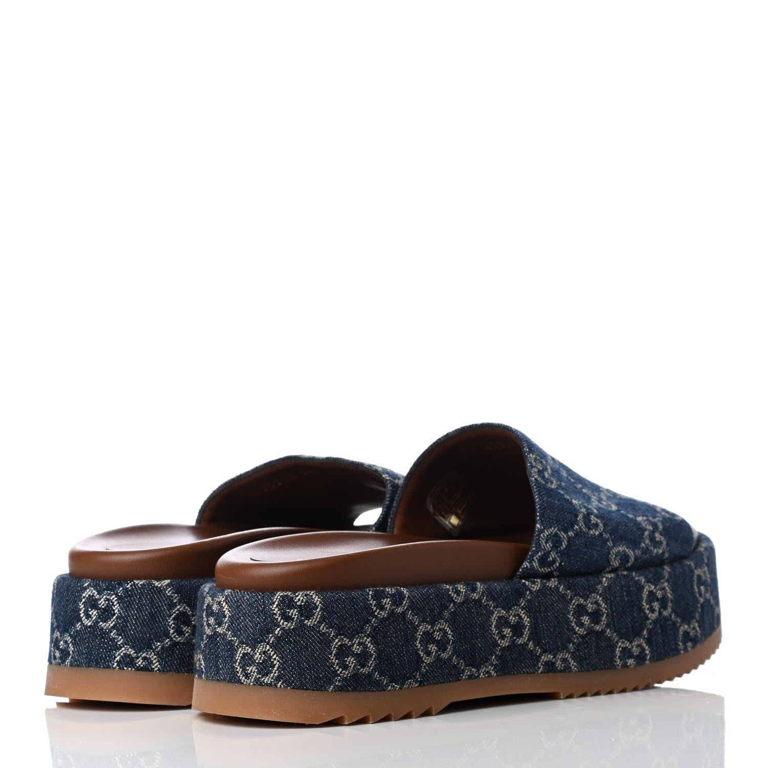 Gucci New Denim GG Monogram Angelina Platform 55mm Slide Sandals 36.5 Blue Tea 4 of 8