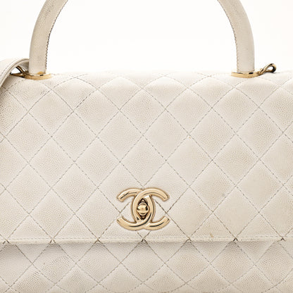 Chanel Caviar Quilted Small Coco Handle Flap White 14 of 21