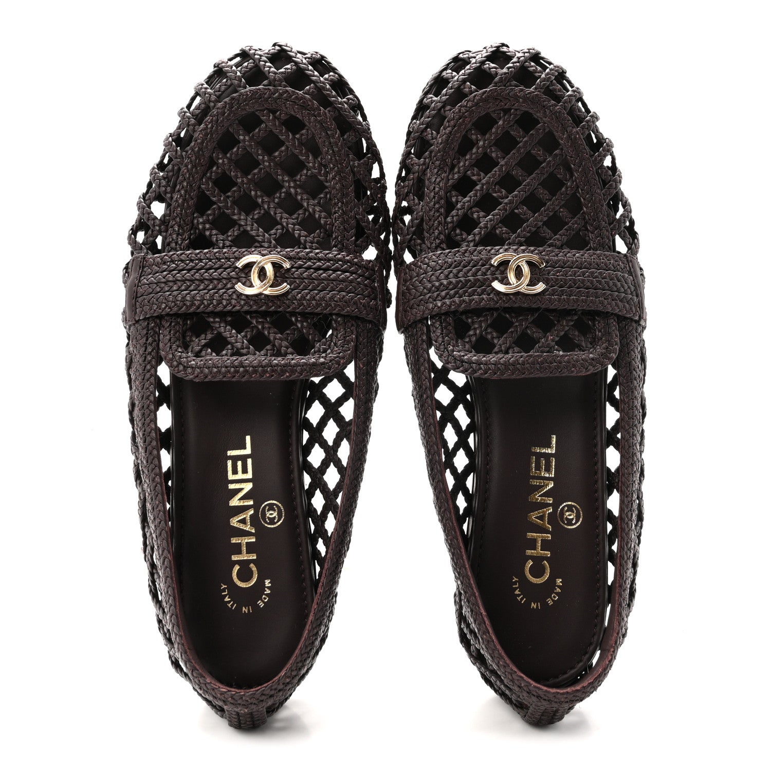Chanel Braided Lambskin CC Mocassin Loafers 39 Burgundy 2 of 8