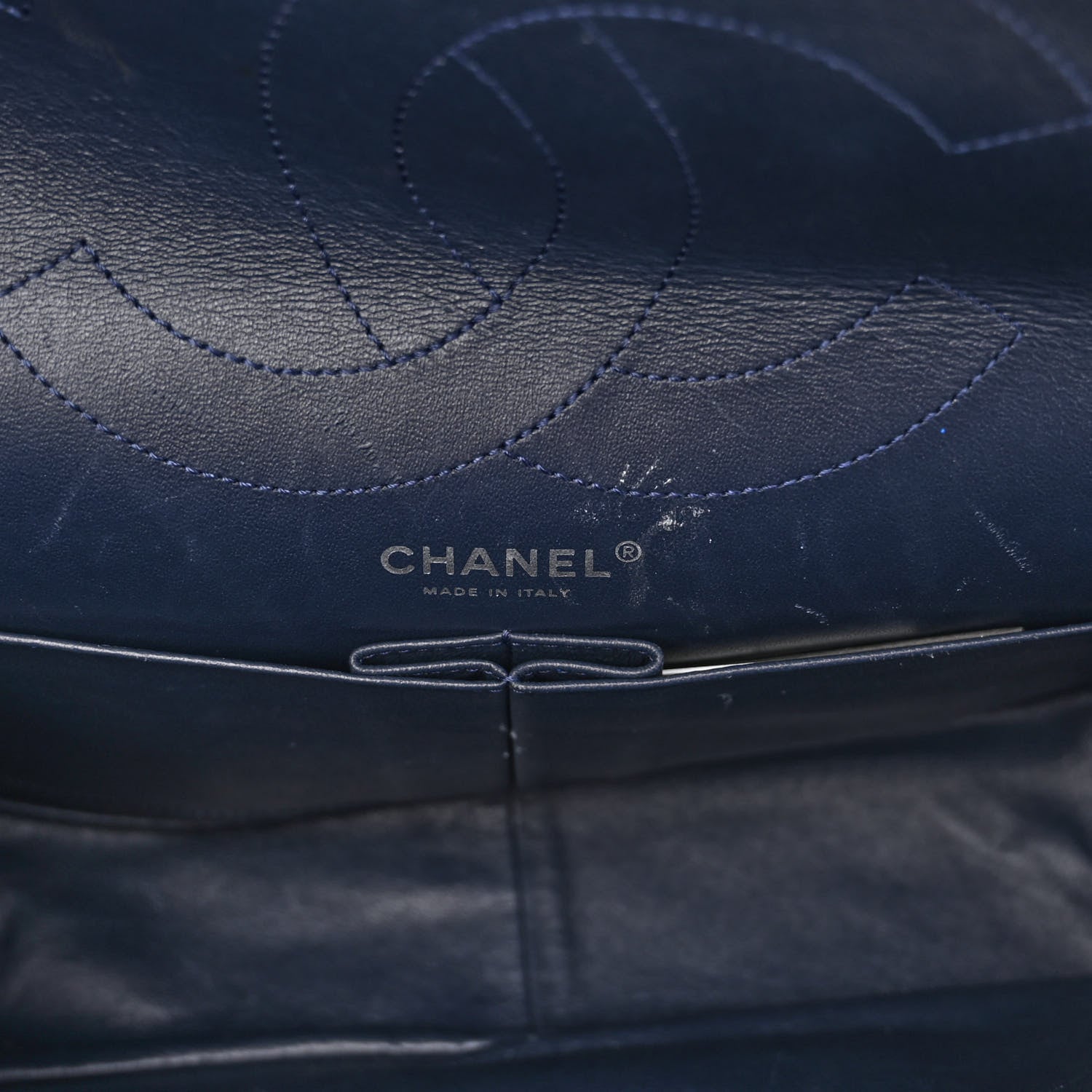 Chanel Distressed Patent Quilted 2.55 Reissue 227 Flap Dark Blue 6 of 10