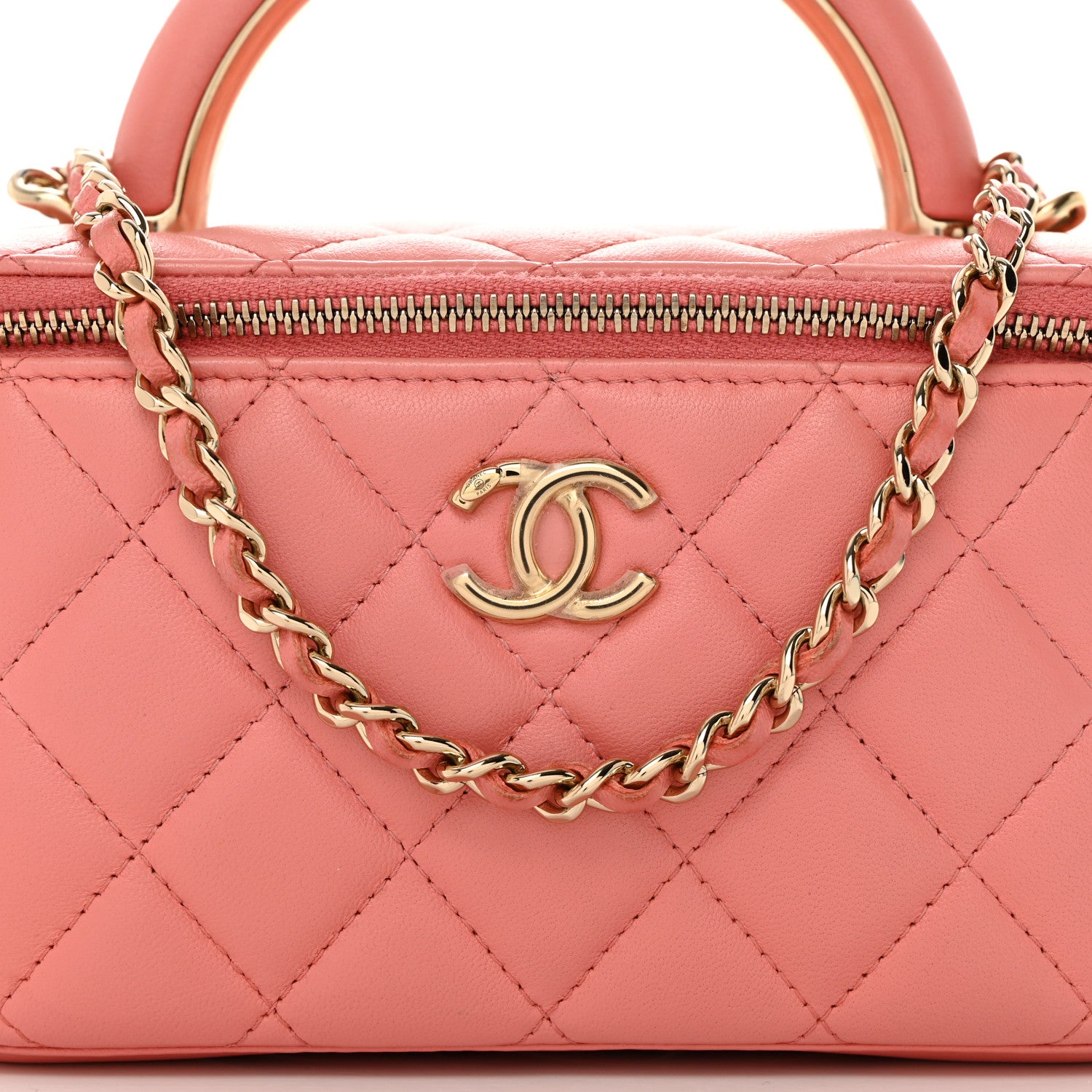 Chanel Lambskin Quilted Small Charming Top Handle Vanity Case With Chain Pink 8 of 11