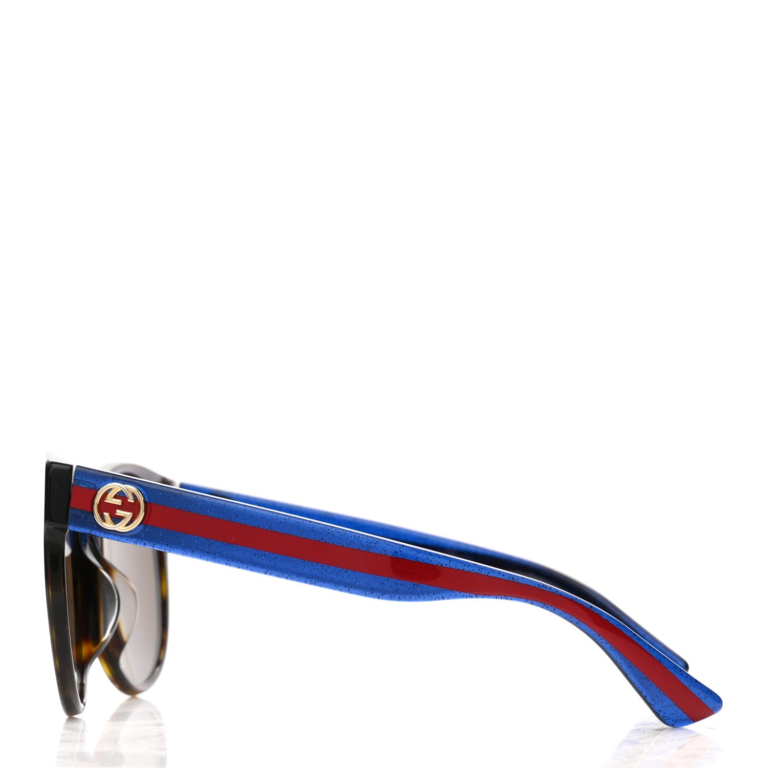 Gucci Round Eye GG Web Glitter GG0035SA Sunglasses Blue 3 of 8