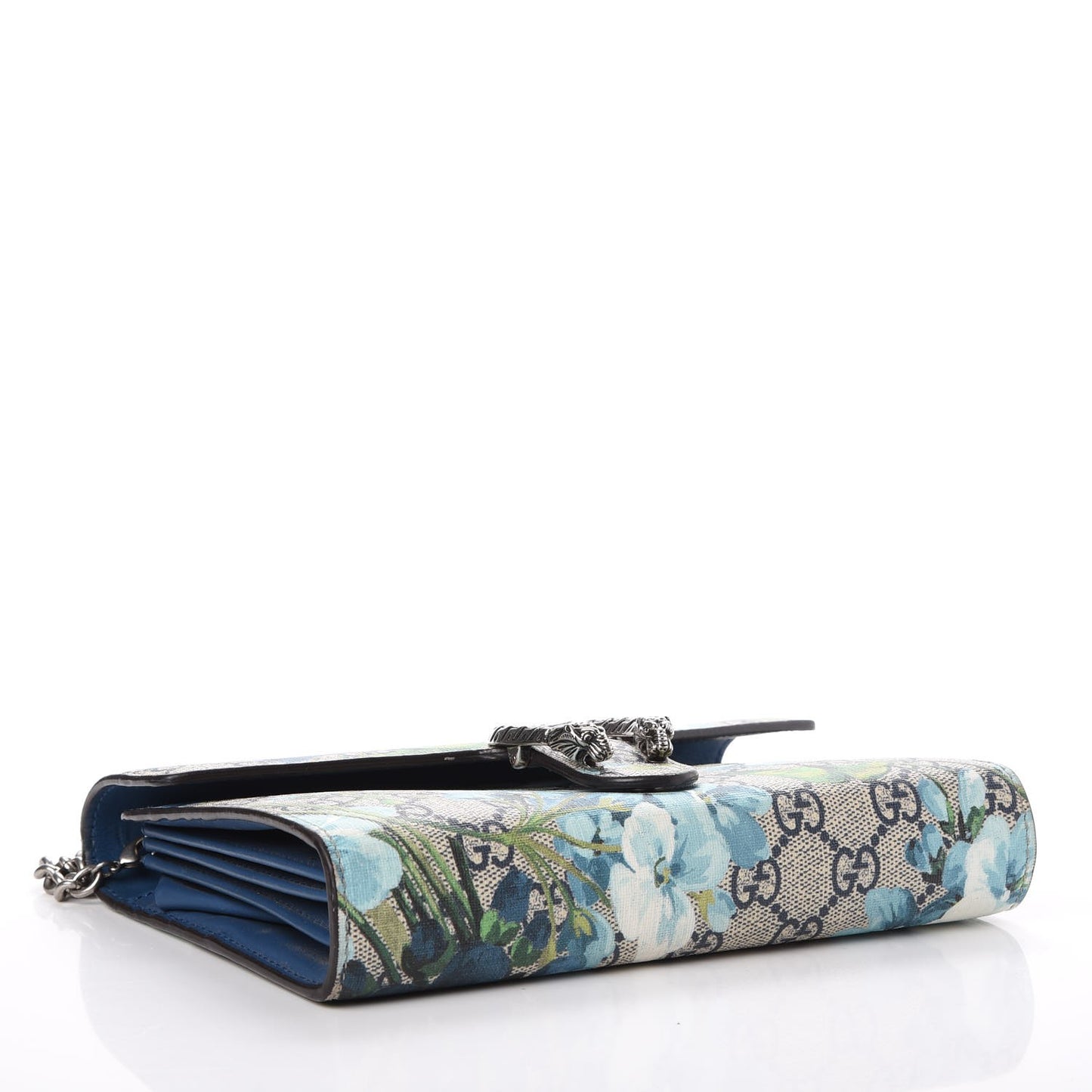 GG Supreme Monogram Blooms Mini Dionysus Chain Wallet Beige Blue Navy Vintage Blue