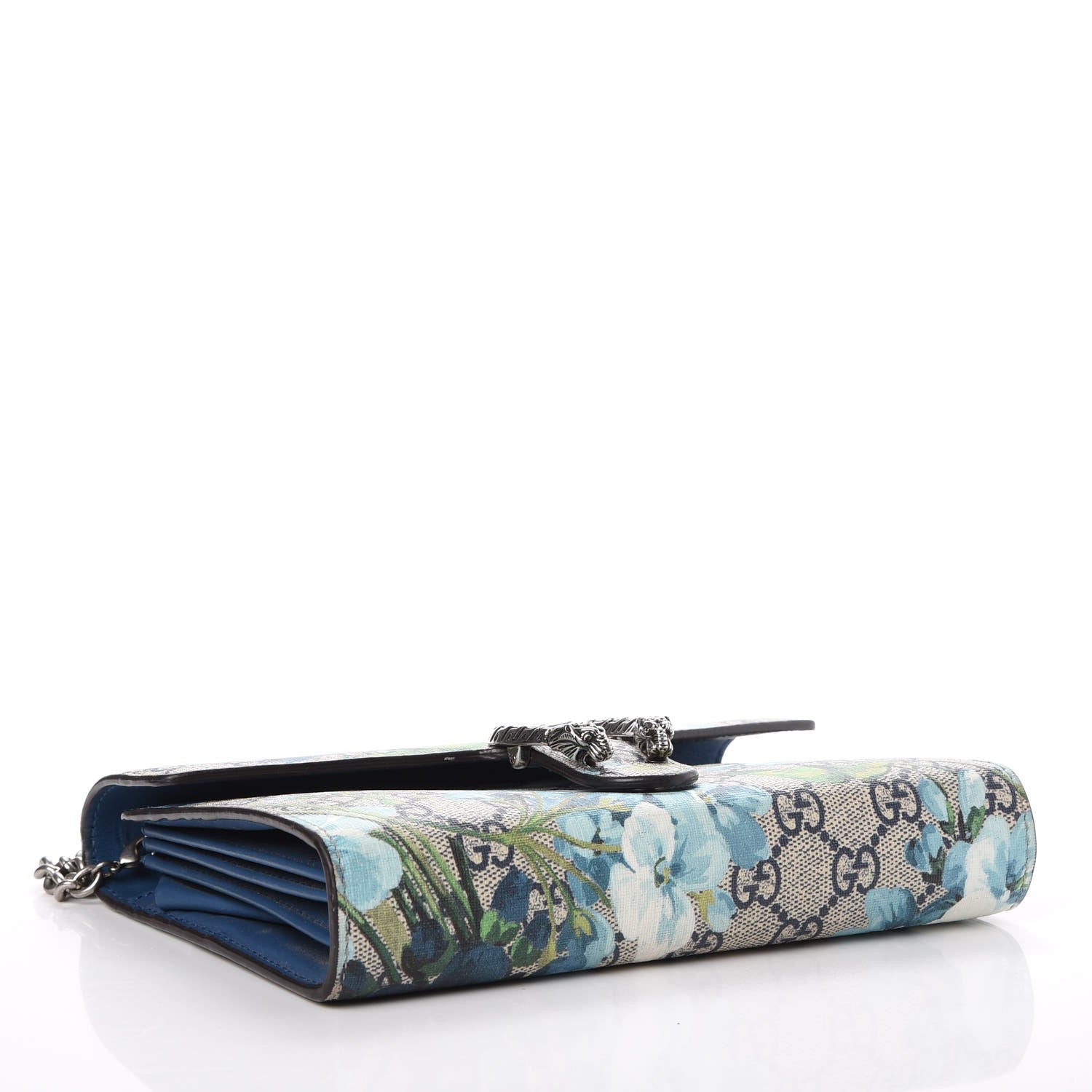 Gucci GG Supreme Monogram Blooms Mini Dionysus Chain Wallet Beige Blue Navy Vintage Blue 4 of 8