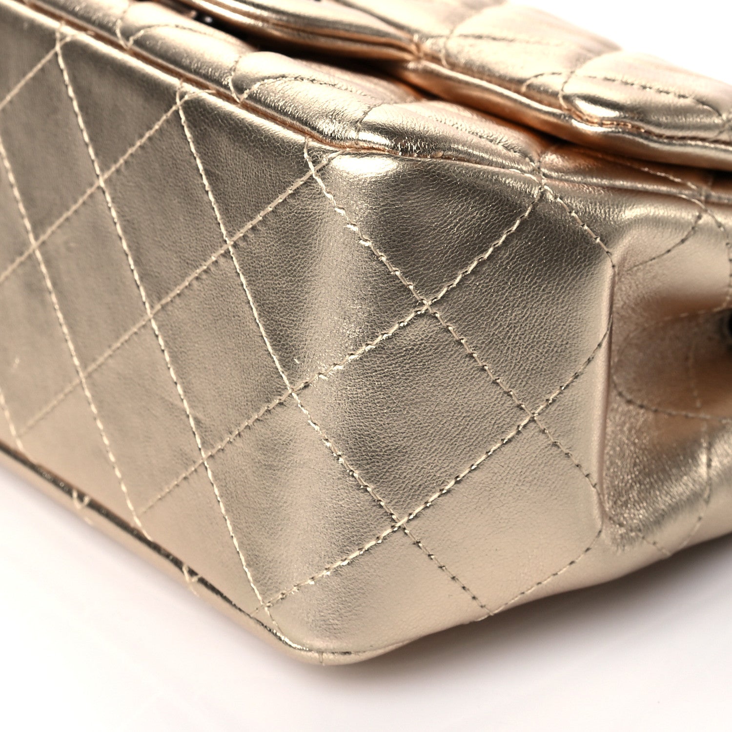Chanel Metallic Lambskin Quilted Mini Square Flap Gold Black 10 of 11