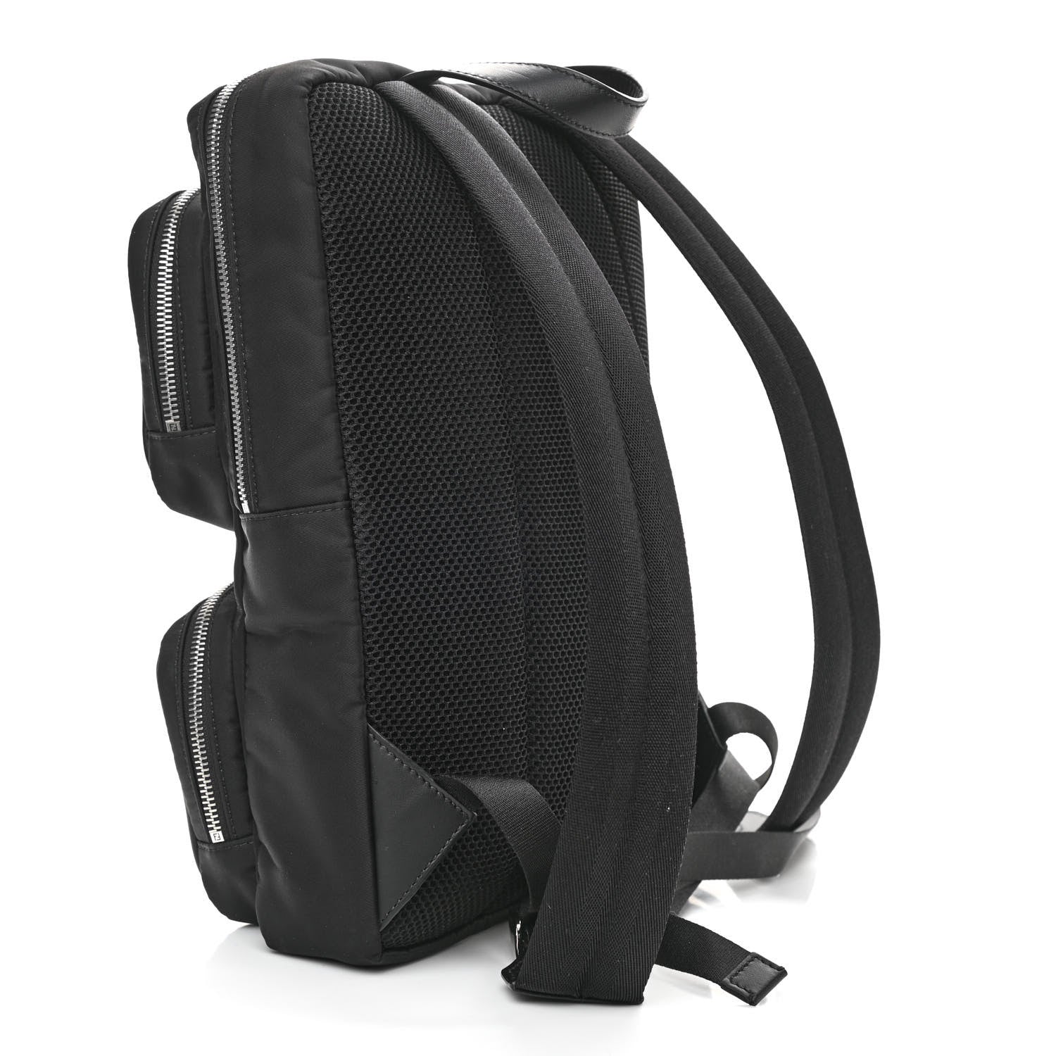 Fendi Nylon Glazed Fabric FF 1974 Diagonal Panelled Backpack Tobacco Moresco Black 3 of 10