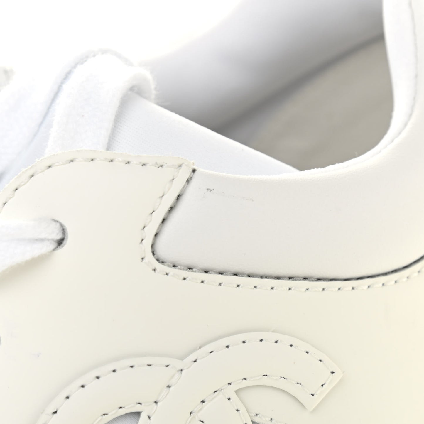 Suede Calfskin Fabric CC Sneakers 38.5 White