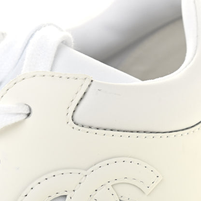 Chanel Suede Calfskin Fabric CC Sneakers 38.5 White 9 of 10