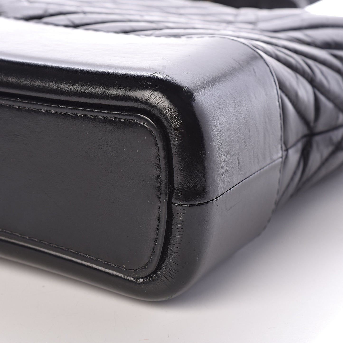 Aged Calfskin Chevron Quilted Medium Gabrielle Hobo Black